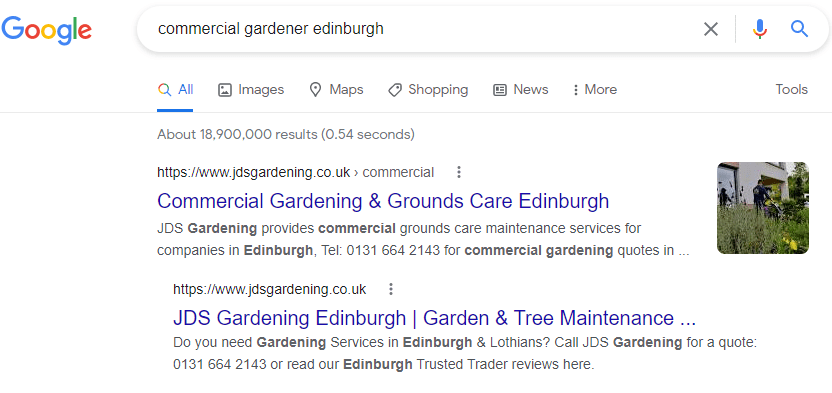SEO for gardening companies in Scotland by Craig Douglas at Commion Sense Marketing